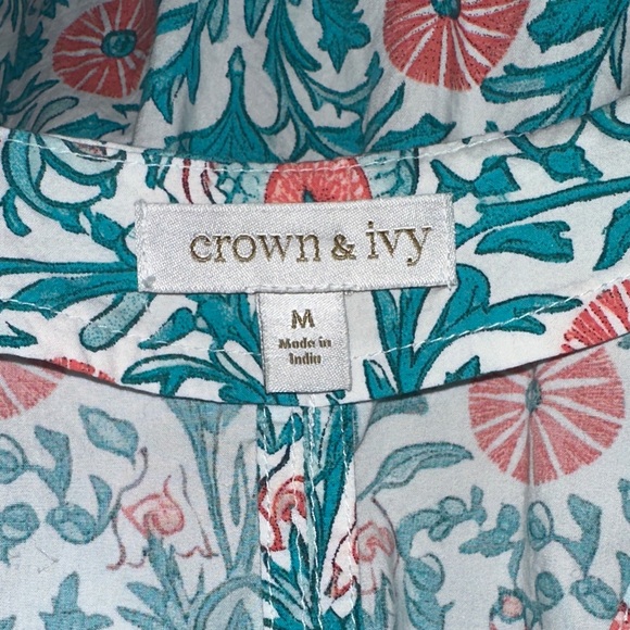 Crown & Ivy Floral V-Neck Mini Dress in Teal Blue and Pink size Medium 🌸 - Picture 6 of 11